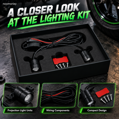 ⚔️🏍️ ShadowKatana – Dual Green Motorcycle Ground Projection Lights
