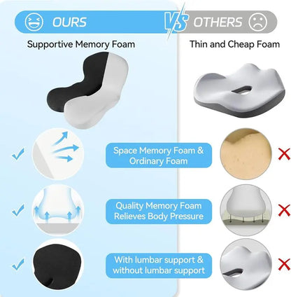 🪑 Limited-Time Sale Non-Slip Memory Foam Seat Cushion – Deep Comfort with Removable Washable Cover