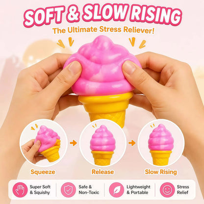 Super Soft Ice Cream Squishy Toy | Squishy Fun Stress Relief Squishies Squeeze Fidget Sensory Toy for Kids & Adults | Cute Birthday Gift Party Favor | Squishy Fidgets