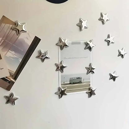 10 Pcs Silver Star-Shaped Decorative Fridge Magnets