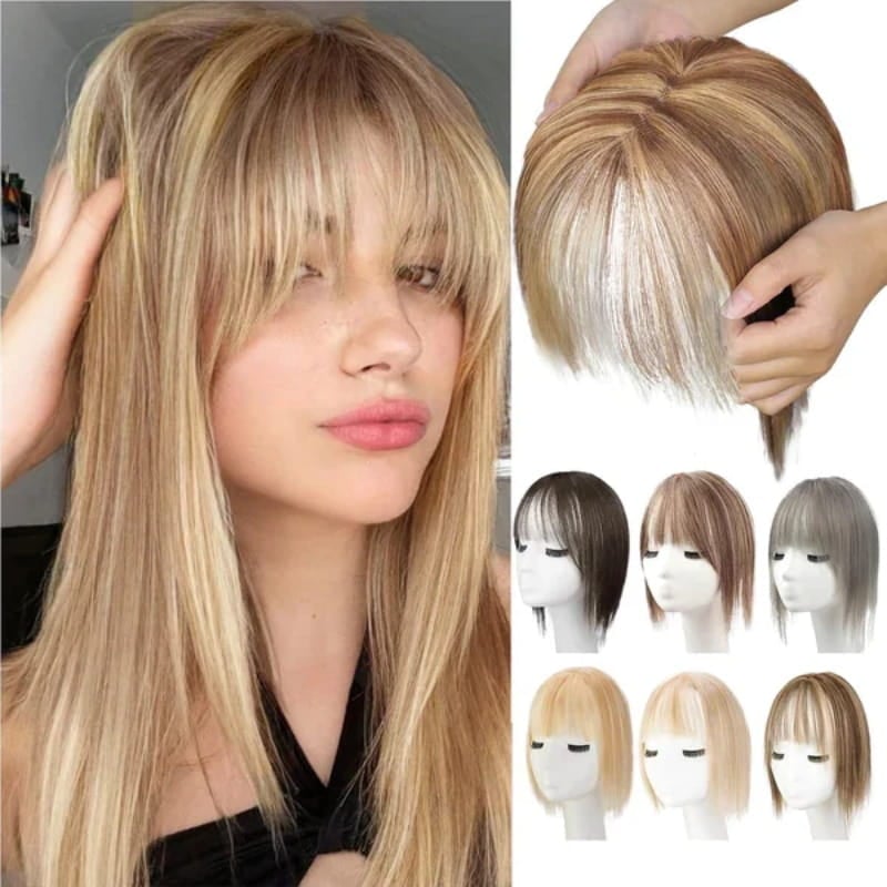💥Superior Quality-Natural Hair Toppers With Bangs For Women