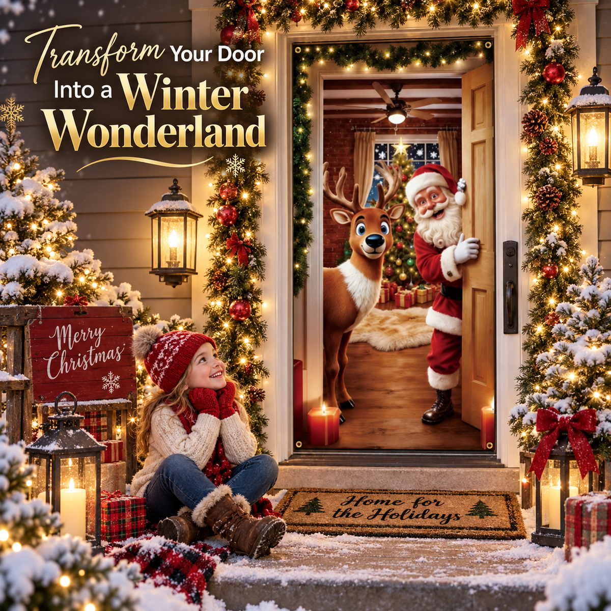 Magical Christmas Door Cover & Holiday Party Banner 🎄