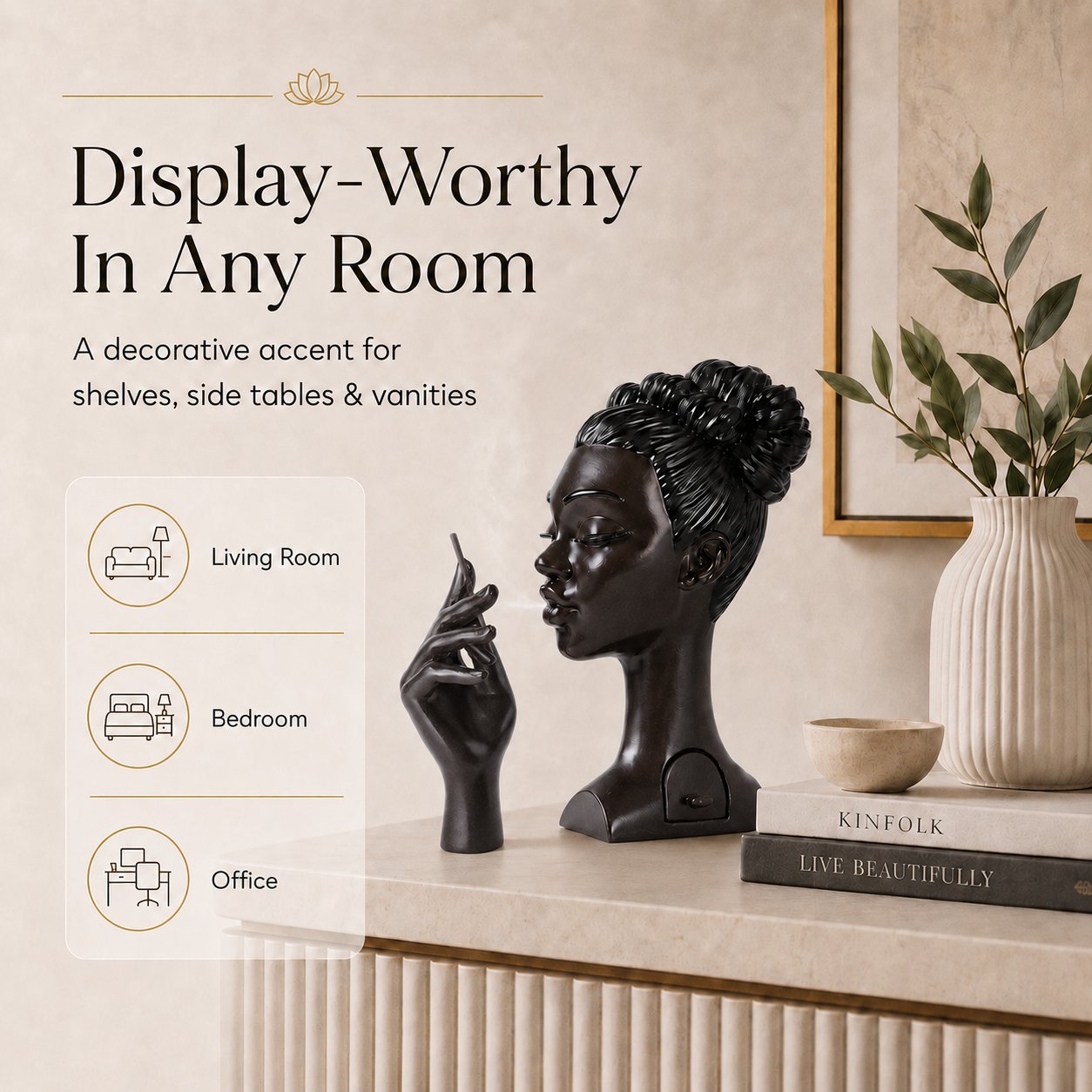 Sculptural Black Lady Incense Burner