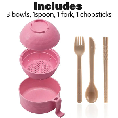Colorful Round Bowls Complete Ramen Noodle Tableware Set
