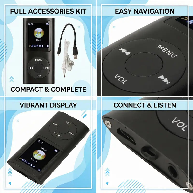 Portable MP3 Player – Compact Digital Music Player with LCD Screen & TF Card Support
