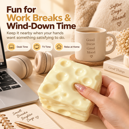 🧀 Giant Moldable Cheese Squishy – Soft & Satisfying Sensory Fidget Toy