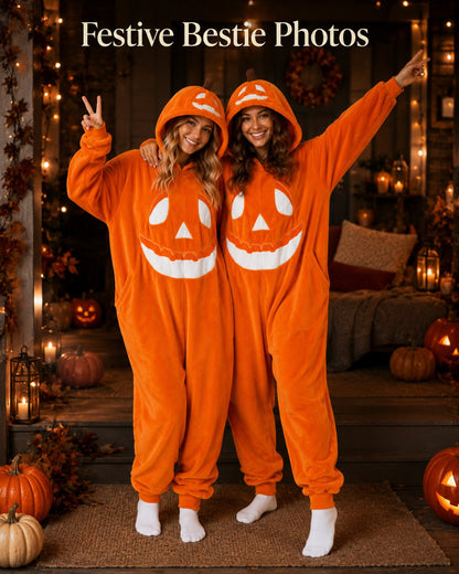 🎃🖤Pumpkin Jack-O’-Lantern Hooded Onesie Costume
