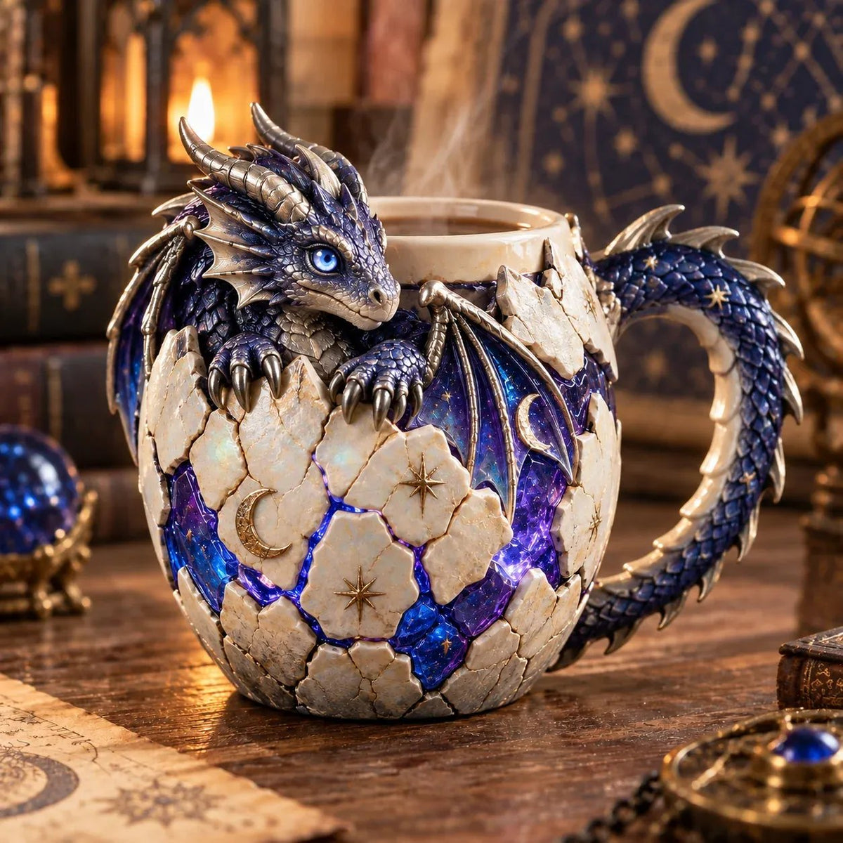 ⏳ Last Day 50% OFF – 🐉 Dragonbound RealmsTM Sculpted Dragon Mug Collection | 6 Fantasy Realm Designs with Raised 3D Dragon Details ☕