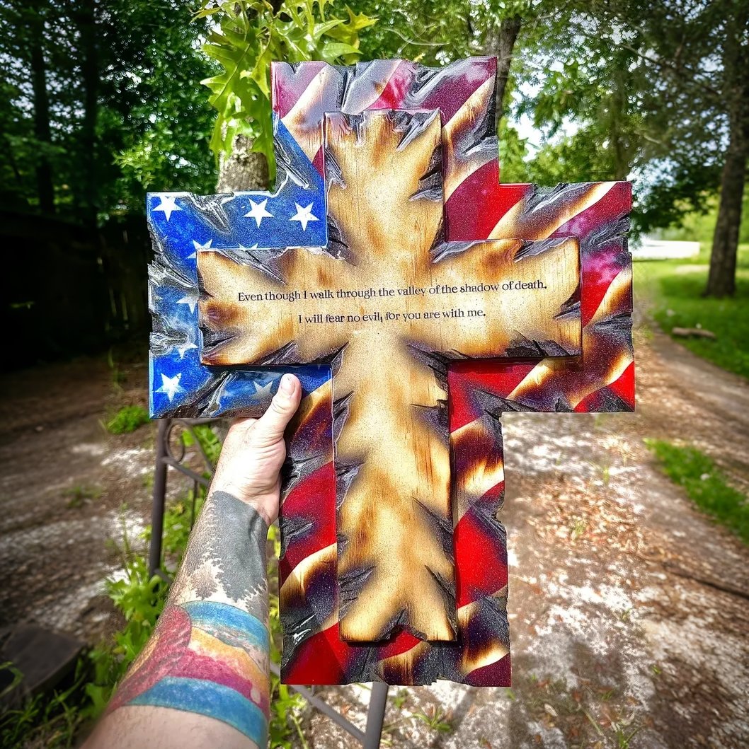 🎁🎉Only $49.99 This Week🌟🎉Patriotic American Flag Wooden Cross Wall Decor