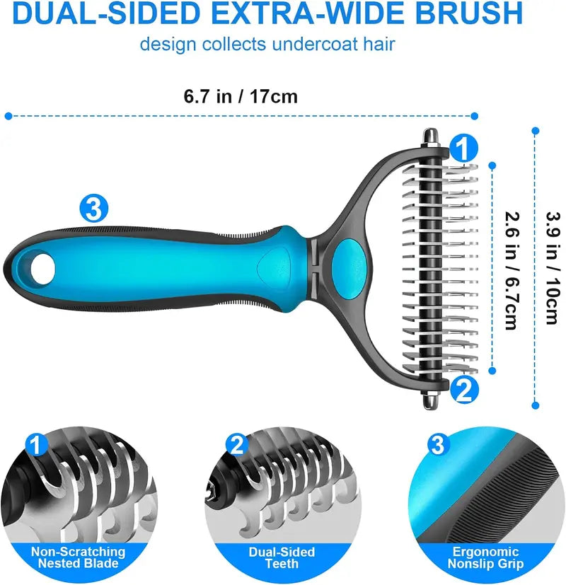 The Last Brush You'll Ever Need 🐾🐱 Double-Sided Pet Grooming Rake