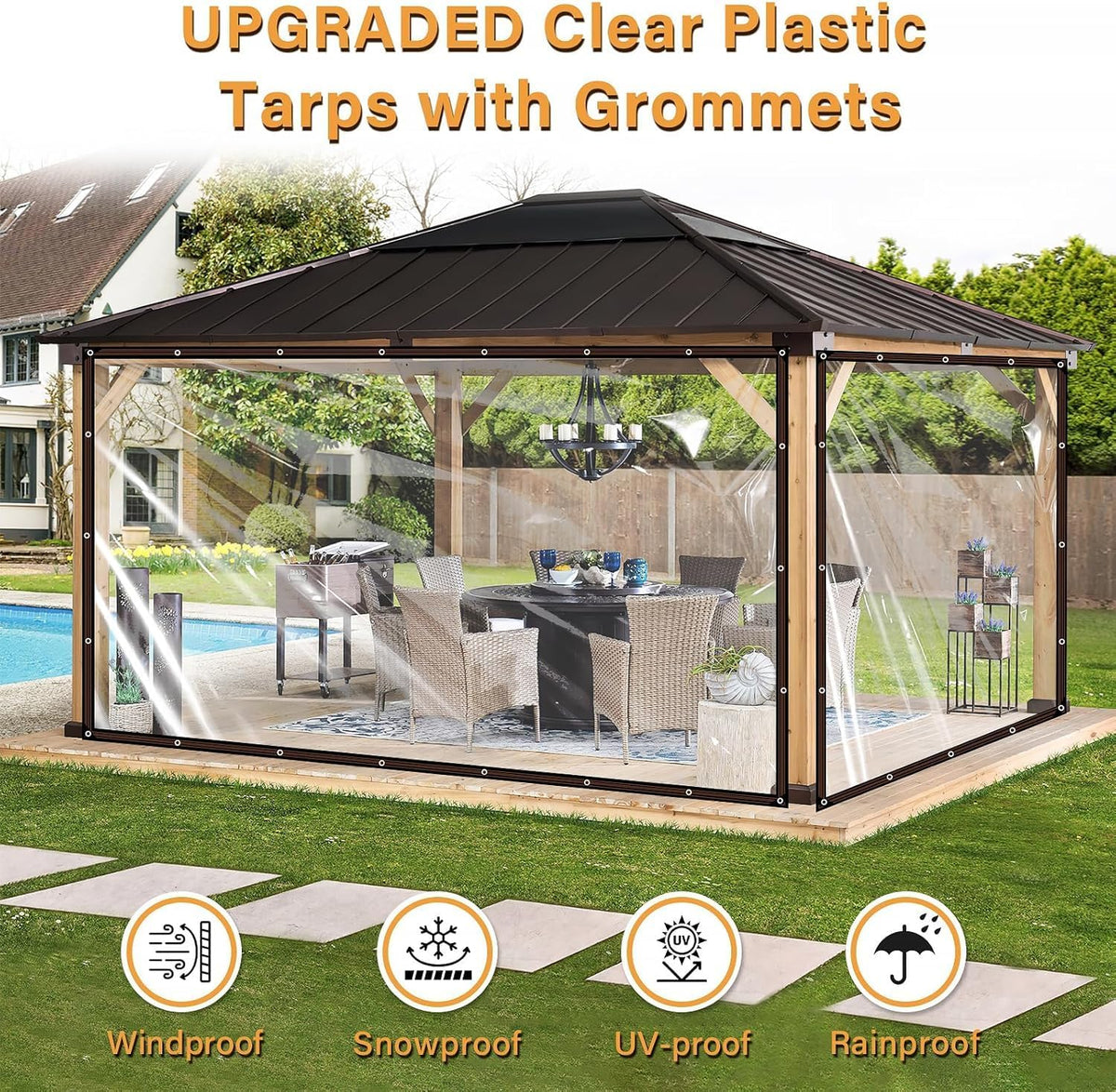 🛡️Heavy-Duty Clear Waterproof Tarpaulin