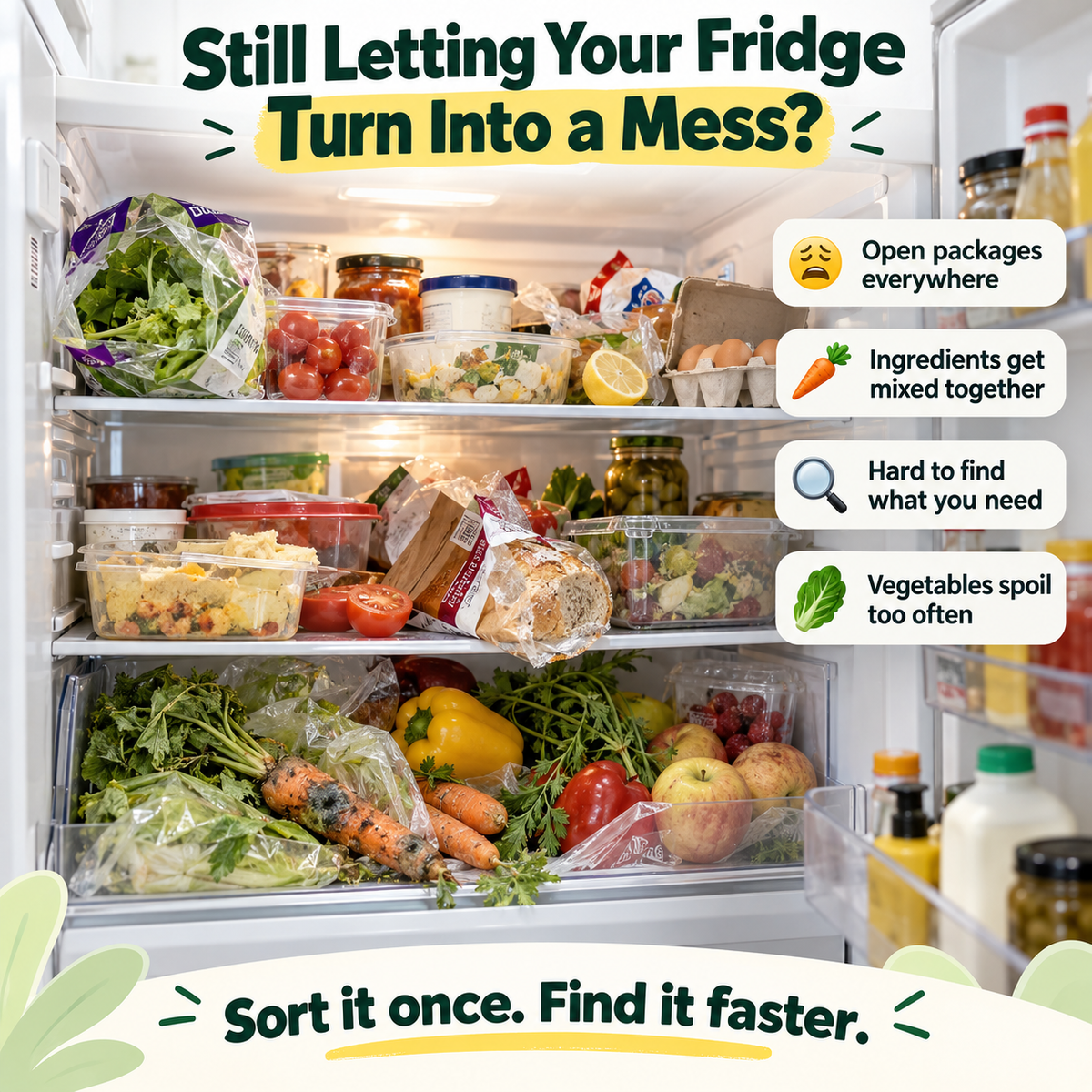 🥕 15-Pack Double-Seal Food Storage Bags – Clear Reusable Pouches for Fridge Organization & Meal Prep