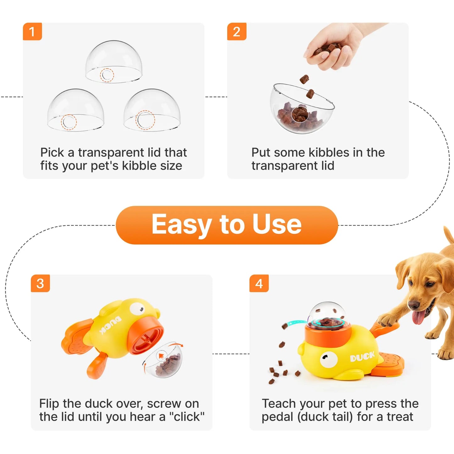 Potaroma Duck-Shaped Cat Puzzle Treat Dispenser Toy