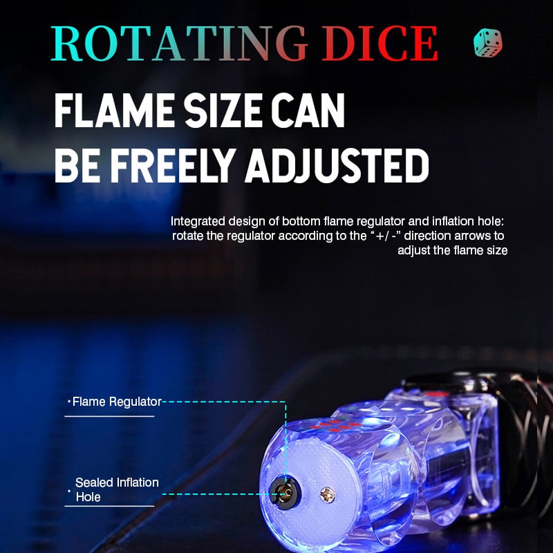 🔥 46% OFF-🎲 360° Spinning Dice Lighter 🔥 Windproof Jet Blue Flame, LED, Refillable EDC Gadget(Free of butane gas)