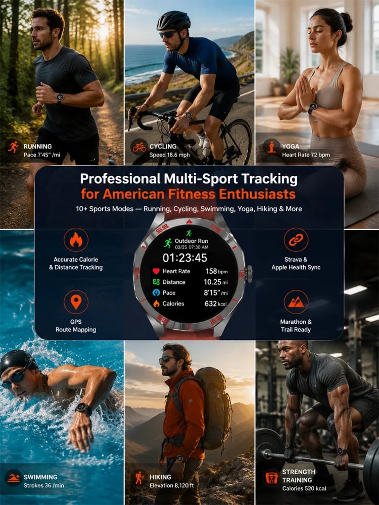 Stylish multi-functional sports monitoring watch