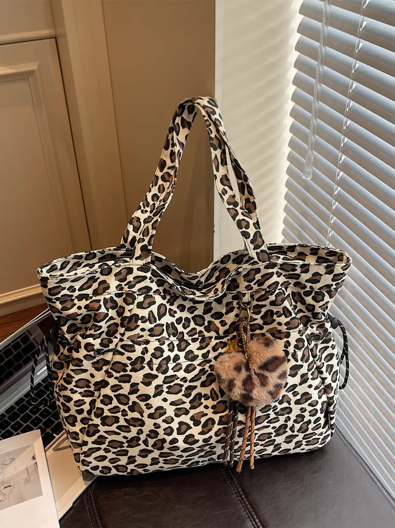 Leopard Print Plush Pendant Bag