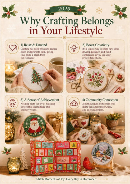 🔥 Last Day 49% OFF - 🎄🧵 2026 Cross Stitch Advent Calendar Box | 24 Days of Stitching Surprises for a Magical December 🎁 ✨
