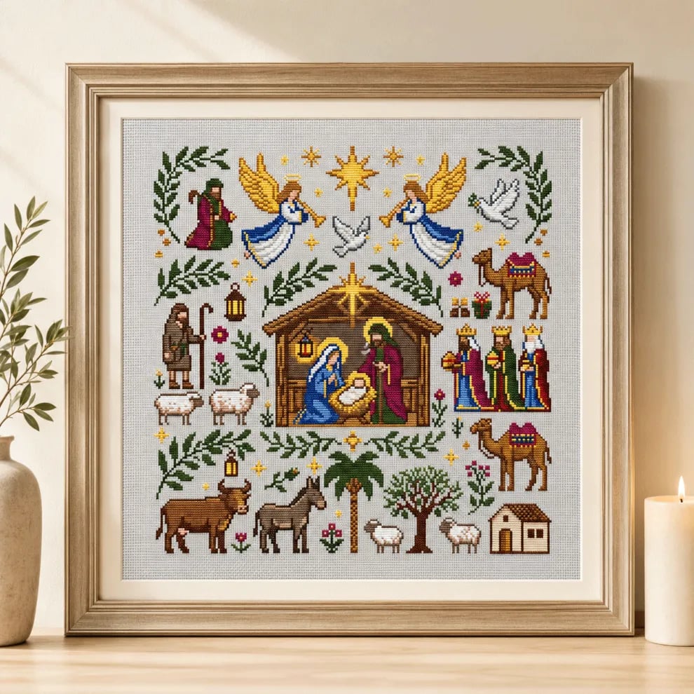 🔥LAST DAY 50% OFF - ✨Nativity Cross Stitch Kit