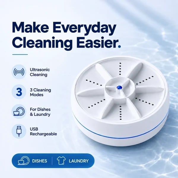 Noomoriey™ Portable Ultrasonic Washer for Dishes & Laundry