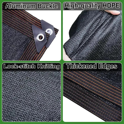 ⛅ Black 90% Blackout Fabric, 10×13ft UV Protection Shade Net with Reinforced Rivets