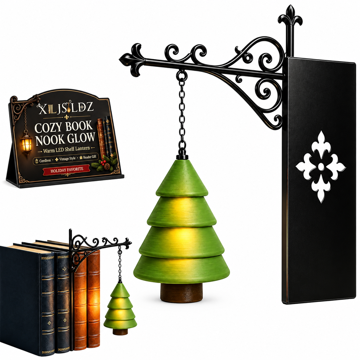 📚 Hanging‑Style Xmas Shelf Lamp, Santa / Reindeer / Snowman For Cozy Reading Nook Holiday Styling