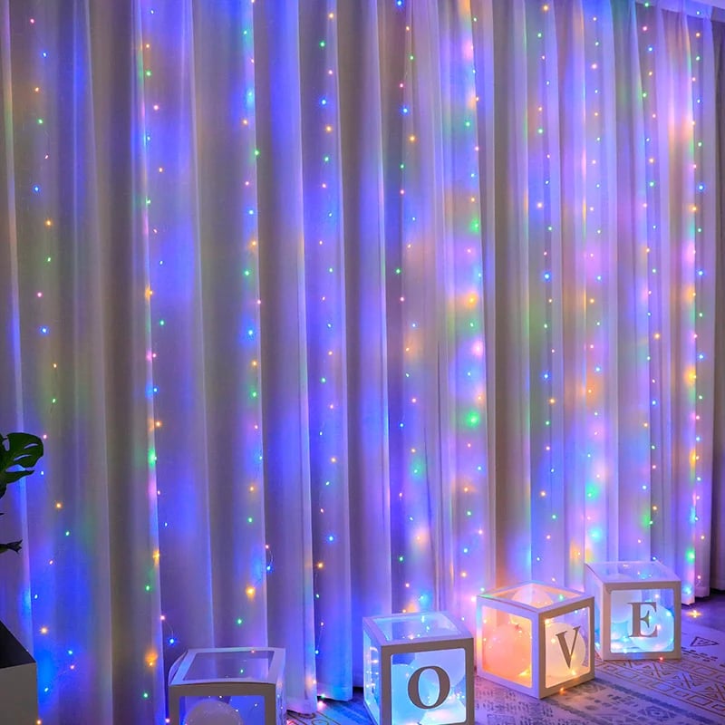 ✨ Remote Controlled LED Curtain Fairy Lights (Not Included Curtain) | 9.8×9.8ft