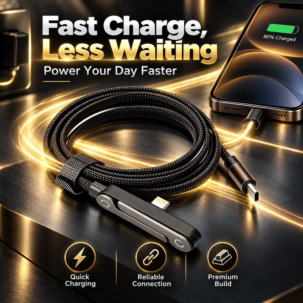 3-in-1 240W Fast Charging Cable – Charge, Sync & Stand Anywhere