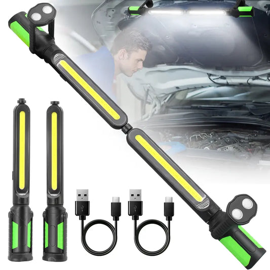 🚗💡Rechargeable 2400LM USB Work Light Bar for Mechanics, 4400mAh Battery, Hooks & Magnetic Attachment