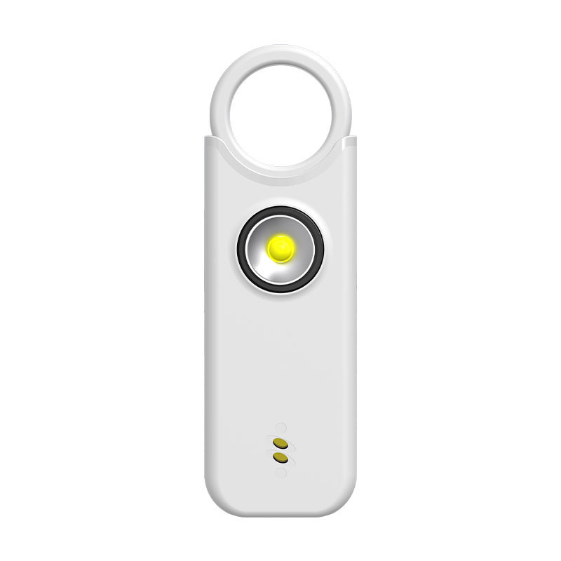 Personal safety alarm forwomen: features a high-decibel siren and strobe light;keychain design; helps protectbelongings and prevent loss.