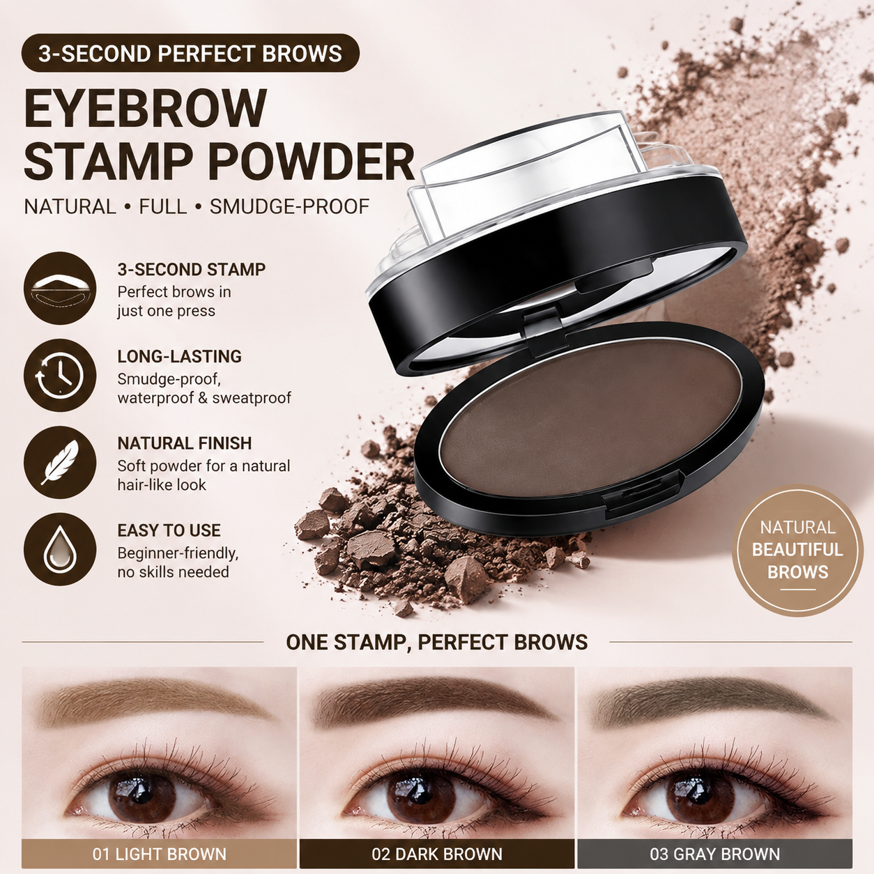 ✨ One-Step Eyebrow Stamp Kit – Waterproof, Smudge-Resistant Brow Powder for Beginners