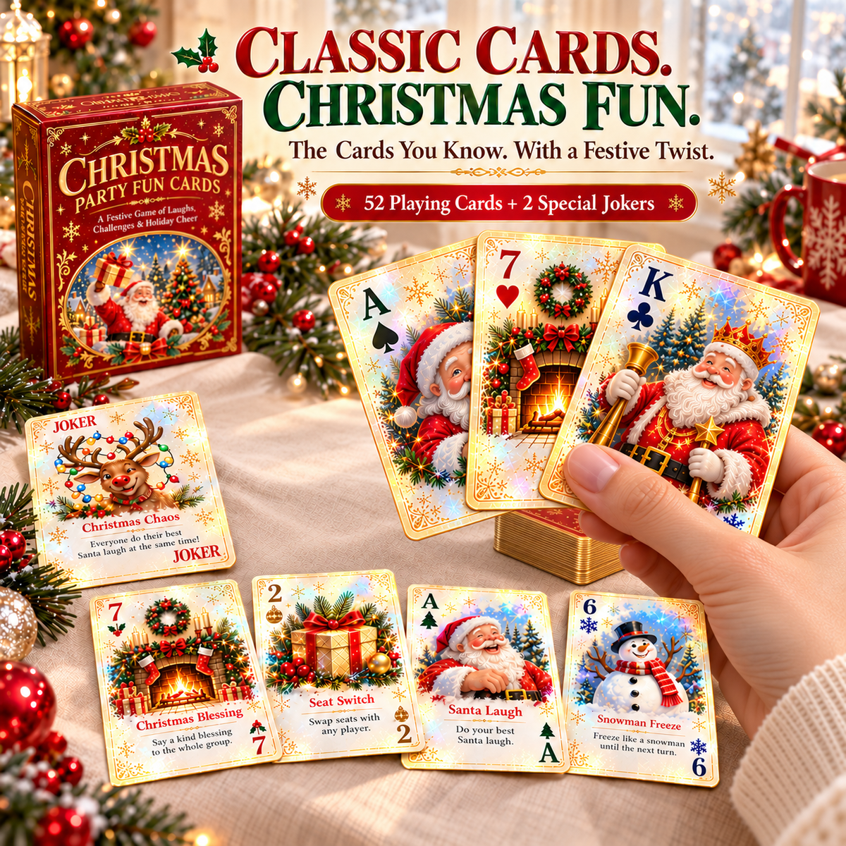 🃏 🎅 Christmas Party Fun Playing Cards -Make Your Christmas Game Night More Fun!