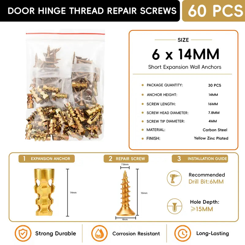 6*14mm Door Hinge Thread Repair Screws