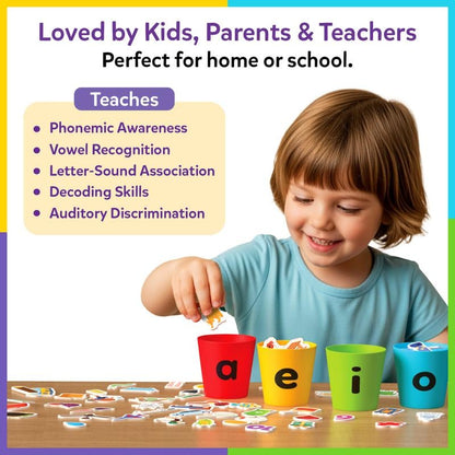 Phonics Vowel Sorting Toy – 100+ Picture Pieces, Ages 4–7