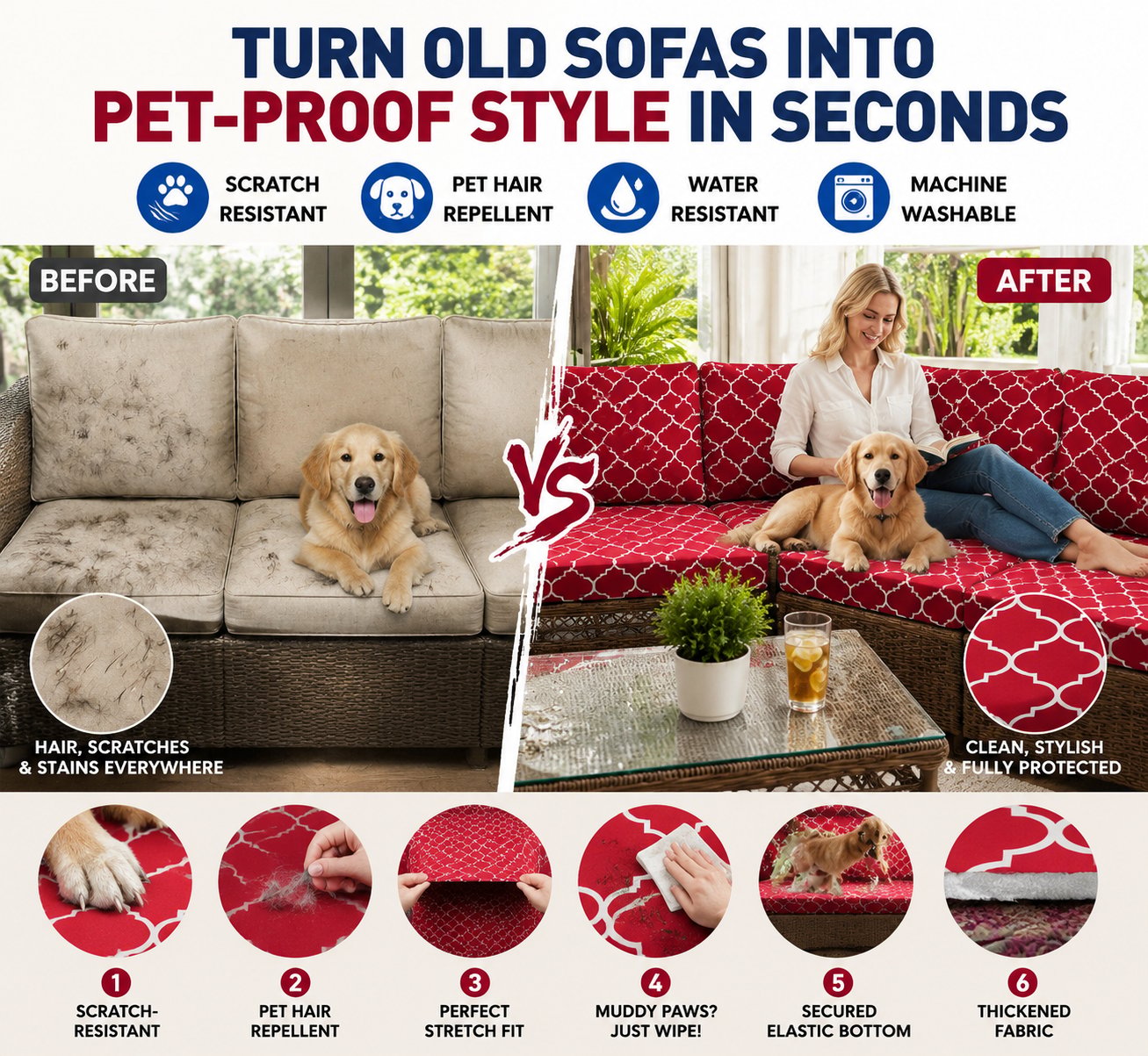 🛋️Outdoor Patio Sofa Cushion Covers
