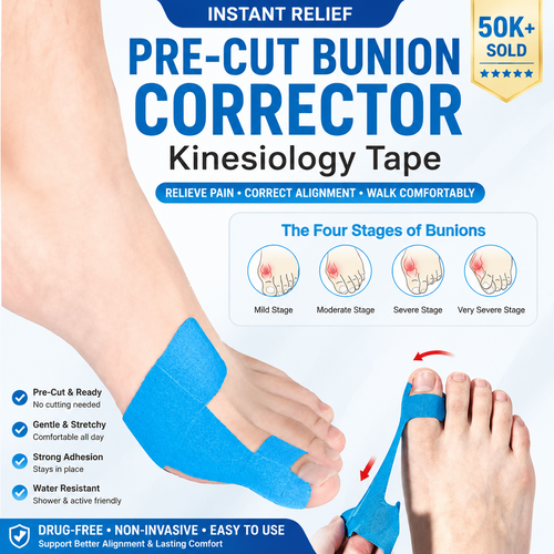 Pre-Cut Bunion Relief Kinesiology Tape 💪Ready-to-Use Corrector Strips