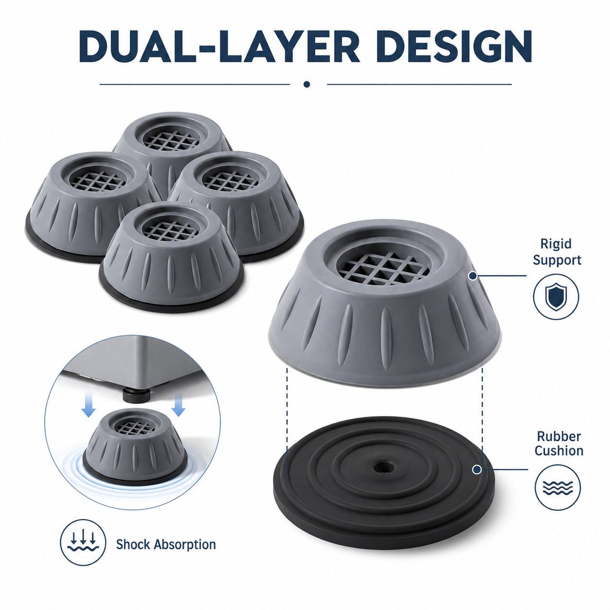 Anti-Vibration & Noise Reduction Washing Machine Foot Pads