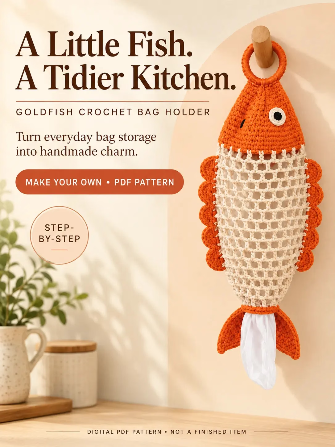 🐟 Goldfish Crochet Bag Holder PDF Pattern