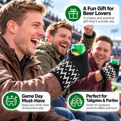 🍻 Hands-Free Wearable Can Holder – Cozy Knit Drink Sleeve for Game Day