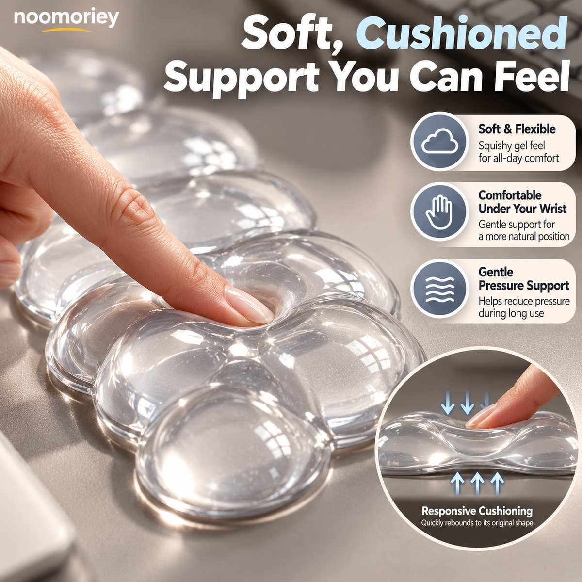 ☁️ Cloud Gel Wrist Rest Set – Soft Keyboard & Mouse Support for Work, Study & Gaming