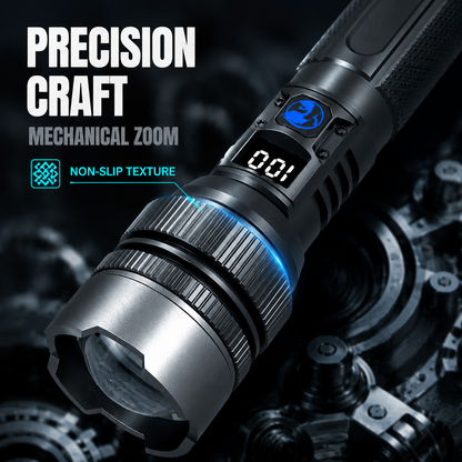 💎 50% Off! 💎 High-power flashlight: features an aluminum alloy heat-dissipating head and a telescopic zoom design for powerful, concentrated light; also functions as a power bank and includes a digital battery level display.