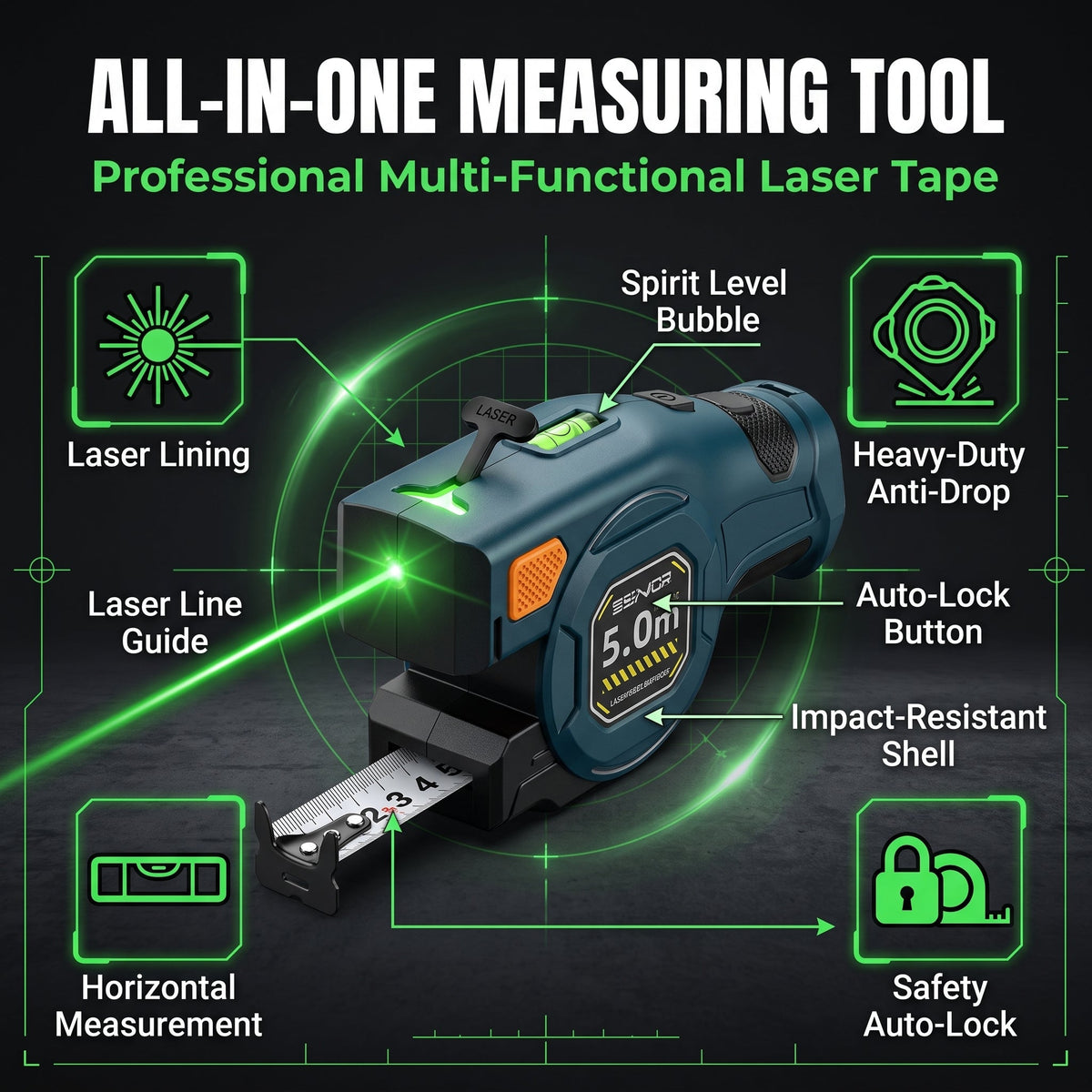 🔥HOT SALE 50% OFF🔥High-Precision 3-in-1 Laser Line Tape Measure