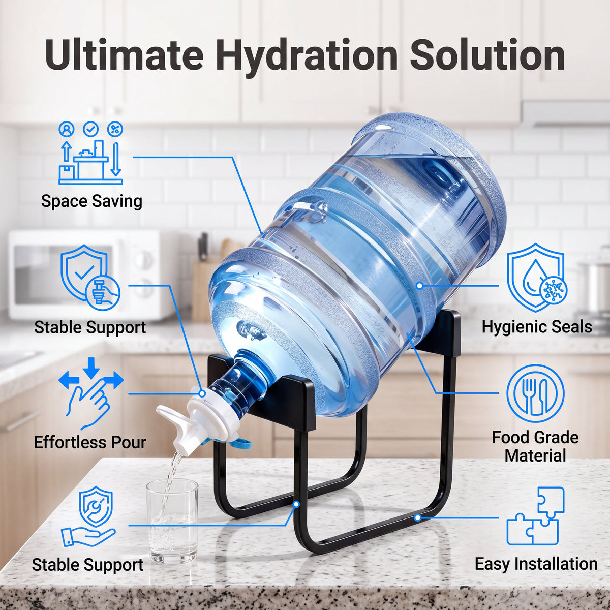 🔥Last Day 50% OFF🔥Drinking Water Bottle Stand With Spigot Heavy Duty Water Dispenser Holder For Home And Office