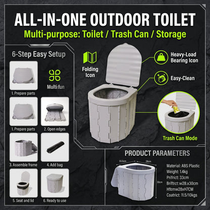 🔥50% OFF – Last Day! 🚽Portable Outdoor Car Folding Toilet, Camping & Travel Emergency Toilet with Odor Control**
