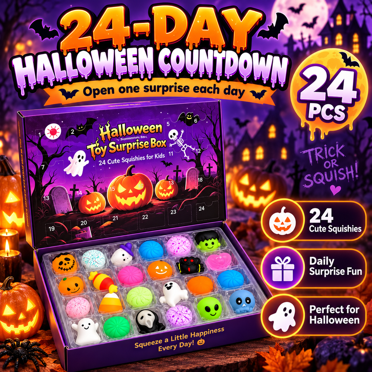 Hot sales🔥24-Piece Halloween Squishy Surprise Box