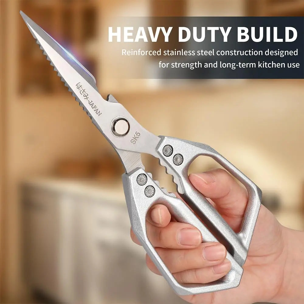 ✂️ Heavy-Duty Japanese Steel Kitchen Shears – All-Purpose Scissors for Meat, Poultry, Seafood & Herbs