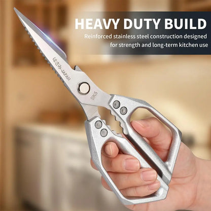 ✂️ Heavy-Duty Japanese Steel Kitchen Shears – All-Purpose Scissors for Meat, Poultry, Seafood & Herbs