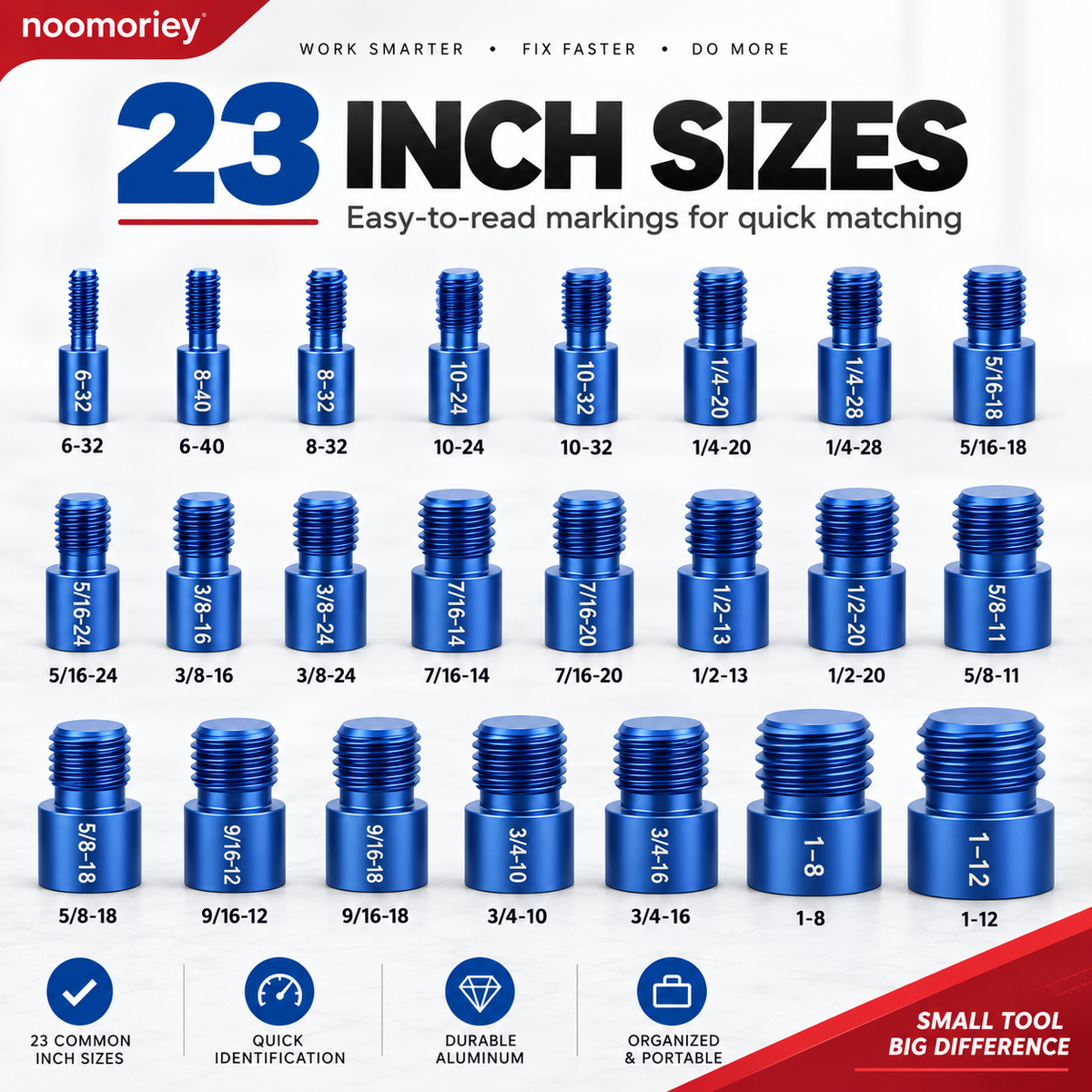 26/44-Piece Nut & Bolt Thread Checker – Metric & SAE Thread Gauge Kit with Storage Case