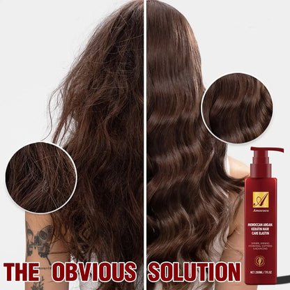 Moroccan Argan Keratin Hair Care Elastin 200ml - Deep Moisturizing & Shaping Formula for Curly Hair, Prevents Frizz, Repairs Dryness