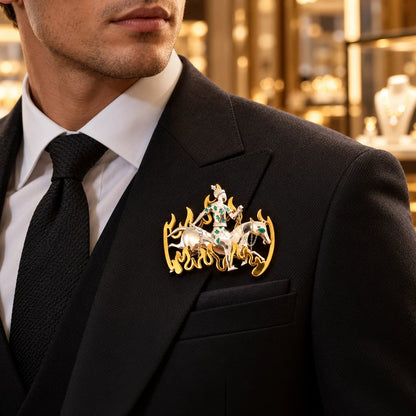🎉✨ Handmade 925 Sterling Silver Equestrian Brooch – 2-in-1 Suit Pocket Accessory🐎🕴️