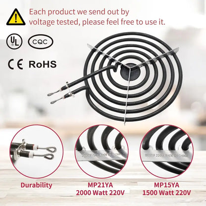 MP22YA Stainless Steel Electric Stove Coil Burner Cooktop Replacement Parts